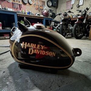 Harley-Davidson Hog Gas Tank Piggy Bank Black Coin Bank w/ Stopper FLAWLESS